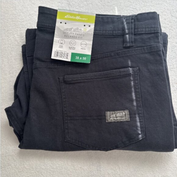 Eddie Bauer Men's 38x30 Tech Pant Black Water Repellant UPF 50+2 Way Stretch - Picture 1 of 2